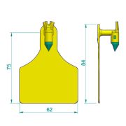 Бирка А-Tag LSN (84,0х62,0) Желтая, одинарная с шиповым креплением-чёрным