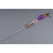 Игрушка д/кошек Дразнилка WOGY Хвостик с перьями l=22см на палочке с декором, l=70см, микс арт.2025-0140 Код275296