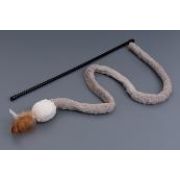 Игрушка д/кошек Дразнилка WOGY Хвост l=100см с шариком меховым d=5.5см и перьями, на палочке l=45см, микс арт.2024-7826 Код275251