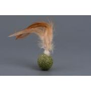 Игрушка д/кошек WOGY Шарик d=3см из кошачьей мяты с перьями h=11см арт.10920-0093 Код268584