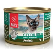 BLITZ 200гр д/к Sensitive КОНС. Утка с индейкой,   полнорационный для стерилиз. кошек и кастр. 1884