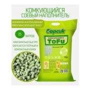 Наполнитель БАРСИК д/кошек КОМКУЮЩИЙСЯ TOFU ЗЕЛЕНЫЙ ЧАЙ 15л/8,2кг 1/10
