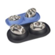 Миски на резиновом коврике с бортиком «Овал» №2 2х0,48 л. (14 см) 8061