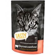 TASTY 85,0 д/кош пауч с говядиной в желе 1/28