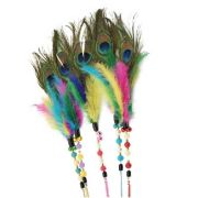 Игрушка д/кошек Дразнилка Павлин с перьями 64см Keiko  8087