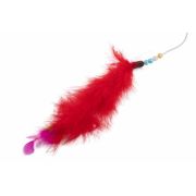 Игрушка д/кошек Дразнилка WOGY Хвостик с пером и бусинами на палочке l=50см микс арт.10123-0906