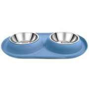 Подставка с мисками 0,22 л*2  двойная  металлическая на термопластичной подставке Бриз Triol