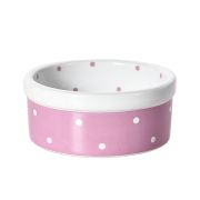 Миска керам. 8.5*8.5*3.5cm 9118 розовая в бел горошек