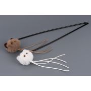 Игрушка д/кошек Дразнилка WOGY Мао меховой d=7см с ленточками l=20см и колокольчиком съемный на палочке l=45см, микс арт.2024-7766 Код275145