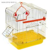 Клетка WOGY д/птиц 46х37х28см кормушка 2шт, жердочка 2шт, качели, с поддоном, микс арт.2024-6675 Код273912