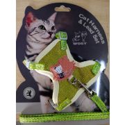 Набор д/кошек 2пр WOGY: поводок 120х1см+шлейка с декором микс арт.10922-8689