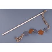 Игрушка д/кошек Дразнилка WOGY  Джутовая с цветочками, на деревянной палочке l=40см арт.2024-0839