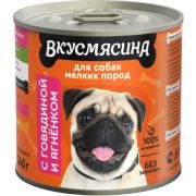ВКУСМЯСИНА Мясное рагу 240 г для собак мелких пород с говядиной и ягненком  4837  1/12