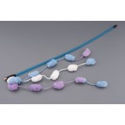 Игрушка д/кошек Дразнилка WOGY Хвостики l=25см 3шт с шариками плюшевыми и колокольчиком на палочке l=45см, микс арт.2024-0834