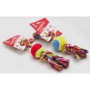 Игрушка д/собак канатная 2 узла с тенисным мячем Ø6,5см,30 см 2270