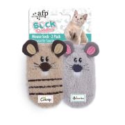 Игрушка д/кошек Носочки Мышки c кош.мятой и актинидией 2шт All For Paws Sock 12,5*6*1,5см