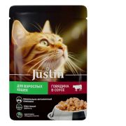 Корм консервированный Justin 75 гр.д/кош говядина в соусе  1/28  004